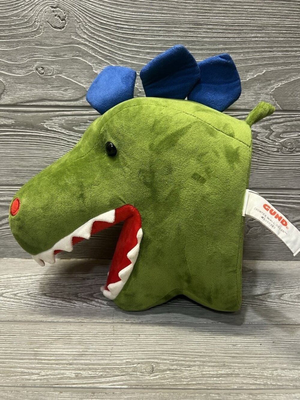 GUND Green Dinosaur Head Hanging Wall Plush Mounted Trophy 12” Boys Room Decor